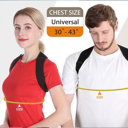 Universal Adjustable Posture Corrector Brace (Fits 30''-43'' Chest) - Back Support Strap for Men and Women.