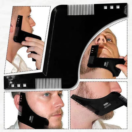 4-Pack Dual-Sided Beard Shaping Tool - Template Comb Set for Cheek, Neckline, and Jawline Grooming.