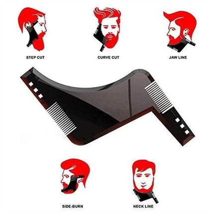 4-Pack Dual-Sided Beard Shaping Tool - Template Comb Set for Cheek, Neckline, and Jawline Grooming.