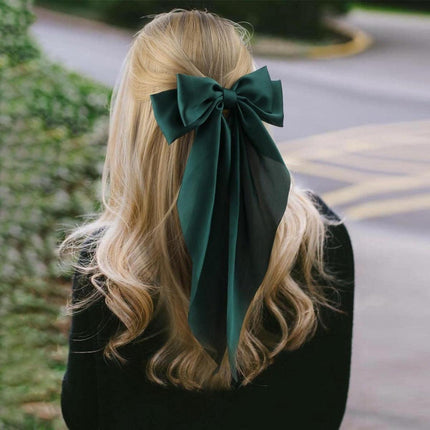 8-Color Set Luxury Satin Bow Hair Clips for Women - French Barrette Style, Sweet and Elegant Summer Hair Accessories.