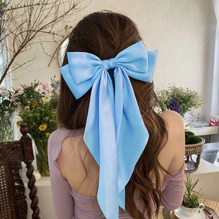 8-Color Set Luxury Satin Bow Hair Clips for Women - French Barrette Style, Sweet and Elegant Summer Hair Accessories.