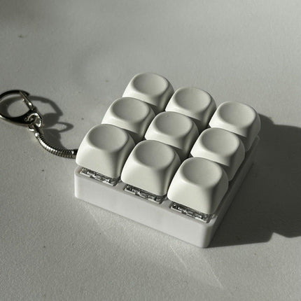 2-Pack White Mechanical 9-Keyboard Fingertip Toy Keychain - Key Pressure Relief, PVC Fingertip Toy.