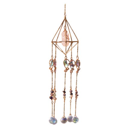 Moon Chaser Handcrafted Suncatcher - Natural Agate Slice & Multi-Faceted Prism for Decorative Refraction.