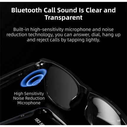 Black Ultra-Light AI Smart Sunglasses - Immersive Stereo Sound, Clear Noise Reduction, IPX Waterproof, Comfortable & Stylish.