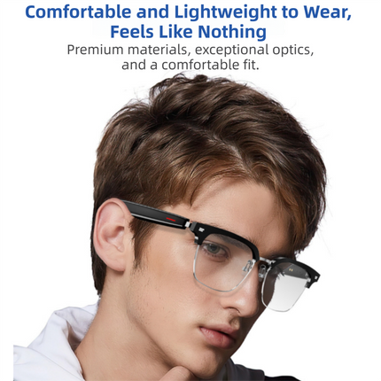 Black Ultra-Light AI Smart Sunglasses - Immersive Stereo Sound, Clear Noise Reduction, IPX Waterproof, Comfortable & Stylish.