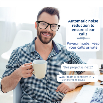 Black Comfortable AI Smart Anti-Blue Light Half-Rimmed Glasses - Lightweight, Stereo Audio, Clear Noise Reduction, All-Day Wear.