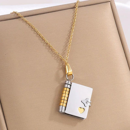 Gold-Sliver Titanium Steel Fading-Resistant Envelope Locket Necklace - Openable Love Letter Pendant for Couples.