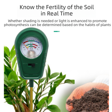 3-in-1 Mechanical Pointer Soil Meter - No Batteries Required, Measures Fertility, Moisture, and pH for Gardening.