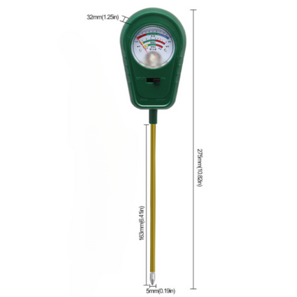 3-in-1 Mechanical Pointer Soil Meter - No Batteries Required, Measures Fertility, Moisture, and pH for Gardening.