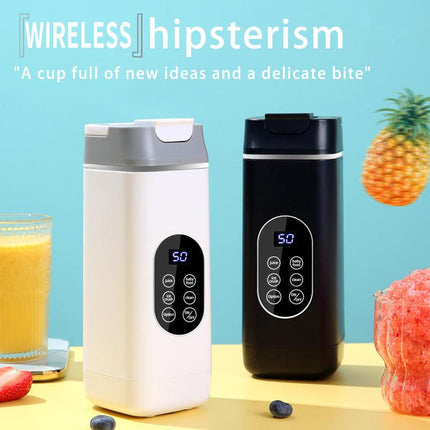 Black Portable Wireless 420ML Blender Bottle (8.7x8.7x23.2CM) - 12-Blade Crushing Power, Self-Cleaning, USB Rechargeable for Juices & Smoothies.