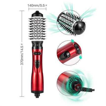 2-in-1 Gold Automatic Rotating Hot Air Styler(38/50mm Curling Barrel) - Multifunctional Hair Dryer Brush, Straightener & Curler with 3 Heat Settings and 360° Bi-directional Rotation.