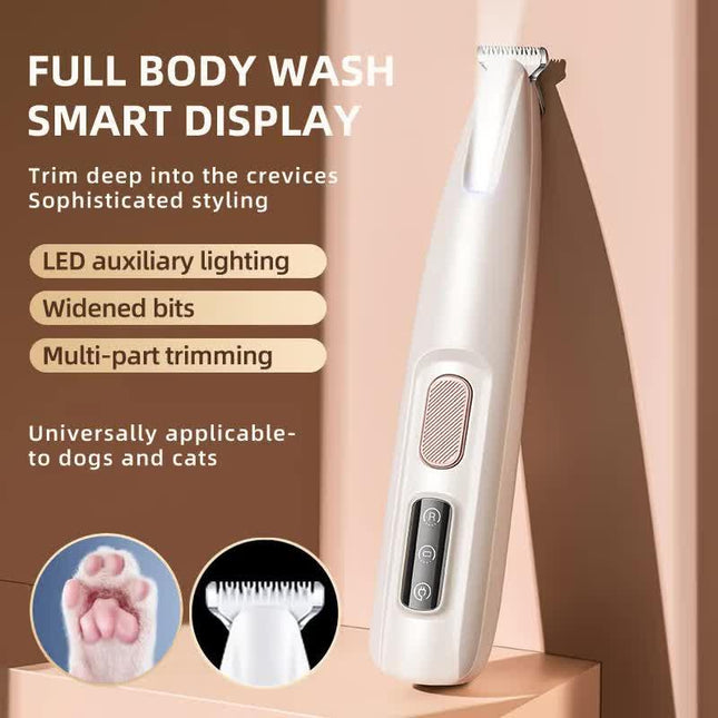 F5 Portable Pet Hair Detailed Trimmer(2 * 140mm Blades) - Cat & Dog Waterproof  Grooming Clipper with LED Light &  Display, Low-Noise Ceramic Blade.