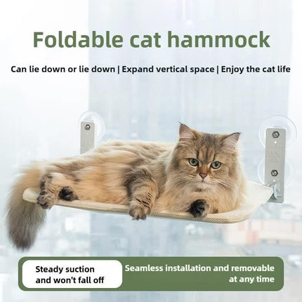 Foldable Window Thickened Plush Cat Perch(52 x 30 cm) - Warm Soft Plush Hammock with Strong 85mm Dual Suction Cups for Indoor Pets.