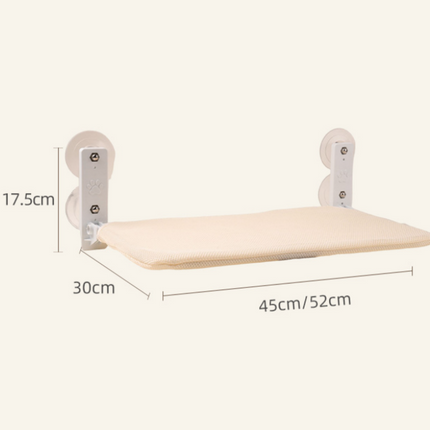 Foldable Window Thickened Plush Cat Perch(52 x 30 cm) - Warm Soft Plush Hammock with Strong 85mm Dual Suction Cups for Indoor Pets.