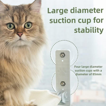 Foldable Window Grey Breathable Mesh Cat Perch(52 x 30 cm) - Cat Hammock with 85mm Strong Dual Suction Cups for Indoor Cats.