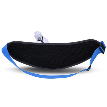 Blue Adjustable Large Capacity Outdoor Sports Running Waist Pack(Waistline 70-160CM) - Multifunctional Marathon Pouch With Water Bottle Holder & Headphone Exit.