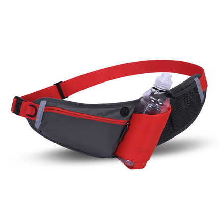 Red Adjustable Large Capacity Outdoor Sports Running Waist Pack(Waistline 70-160CM) - Multifunctional Marathon Pouch With Water Bottle Holder & Headphone Exit.