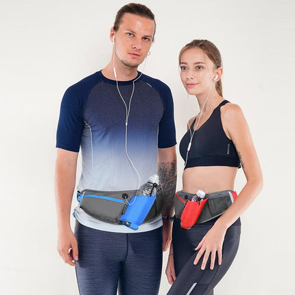 Red Adjustable Large Capacity Outdoor Sports Running Waist Pack(Waistline 70-160CM) - Multifunctional Marathon Pouch With Water Bottle Holder & Headphone Exit.