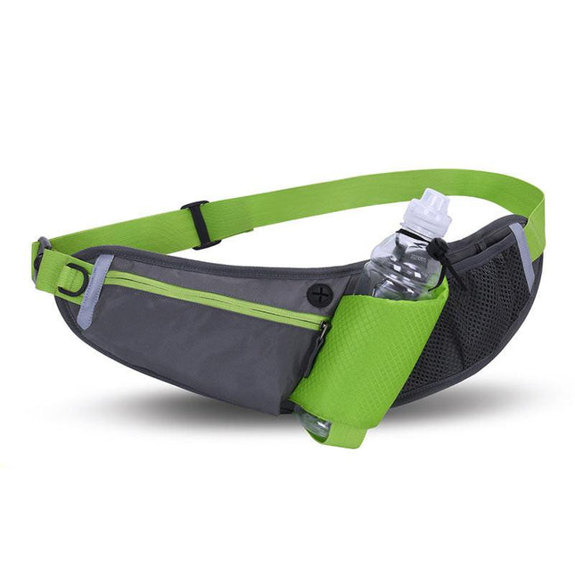 Green Adjustable Large Capacity Outdoor Sports Running Waist Pack(Waistline 70-160CM) - Multifunctional Marathon Pouch With Water Bottle Holder & Headphone Exit.