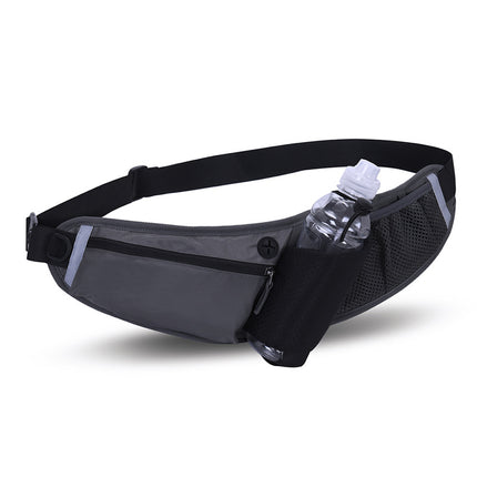 Black Adjustable Large Capacity Outdoor Sports Running Waist Pack(Waistline 70-160CM) - Multifunctional Marathon Pouch With Water Bottle Holder & Headphone Exit.