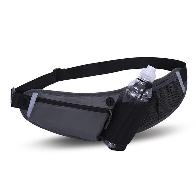 Black Adjustable Large Capacity Outdoor Sports Running Waist Pack(Waistline 70-160CM) - Multifunctional Marathon Pouch With Water Bottle Holder & Headphone Exit.