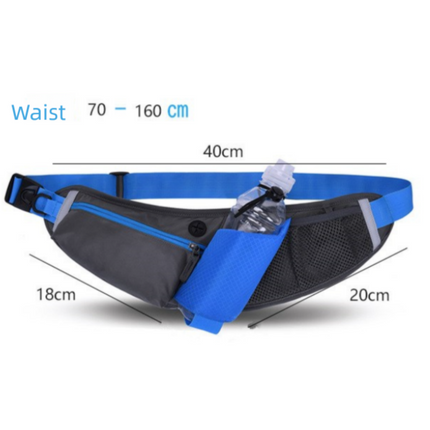 Black Adjustable Large Capacity Outdoor Sports Running Waist Pack(Waistline 70-160CM) - Multifunctional Marathon Pouch With Water Bottle Holder & Headphone Exit.