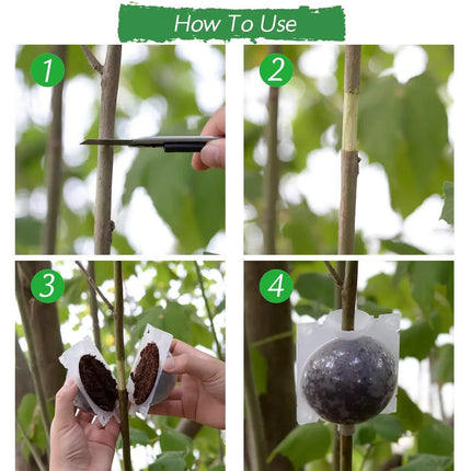 5-Pack Black Reusable Plant Air Layering Propagation Pod (Diameter: 5cm) - Anti-Waterlogging Grafting Root Ball Rooting Device for Flower & Fruit Trees.