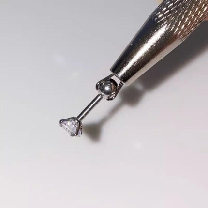 Stainless Steel Earring Wearer Helper - 4-Prong Grabber Tool , Ear Stud Threaded Ball Fixed Aid (6CM).