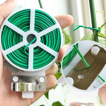 4-Rolls 100M Multifunctional Plastic Steel Twist Tie with Cutter - Sturdy Reusable Plant Support & Climbing Vine Tie.