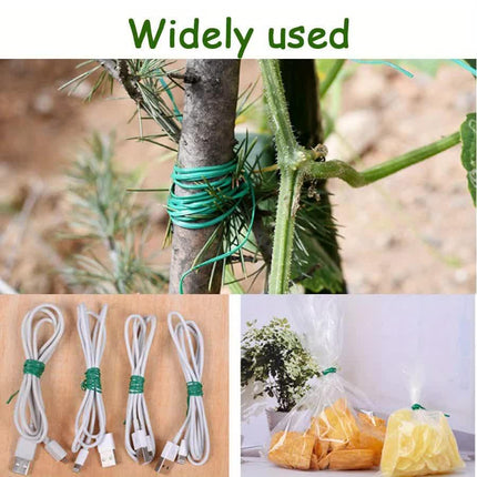 4-Rolls 100M Multifunctional Plastic Steel Twist Tie with Cutter - Sturdy Reusable Plant Support & Climbing Vine Tie.
