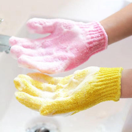 5-Pack Exfoliating Bath Mitts Set - Double-Sided & Gentle Scrubbing Gloves for Deep Skin Cleansing, Elastic Nylon Wristband.