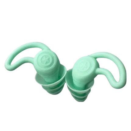 2-Pairs Green Noise Reduction Silicone Ear Plugs for Swimming, Sleep, and Study - Waterproof Reusable Sound Blocking Earplugs.