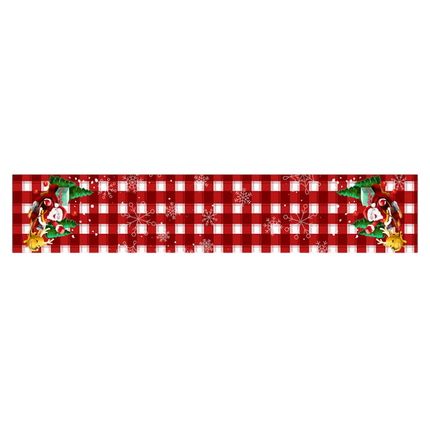 Style-5 New Year & Christmas Table Runner(33 x 180 CM) - Festive Linen Tablecloth, Digital Print Christmas Decor.