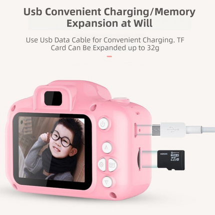 X2 Pink Single Lens Kids Cat Digital Camera - Multi-Functions With 20MP Interpolation, Photo & Multiple Filters, 1080P Video and Game.