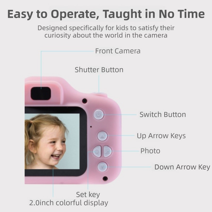 X2 Blue HD Dual Lens Kids Cat Digital Camera - Multi-Functions With 20MP Interpolation, Photo & Multiple Filters, 1080P Video and Game.