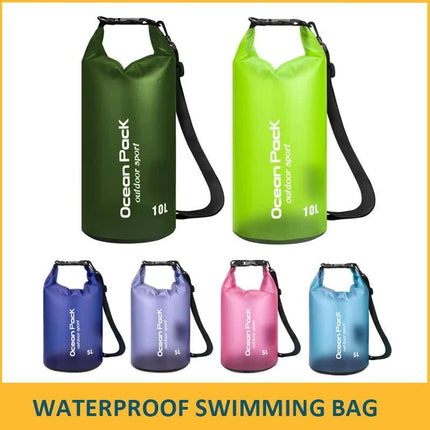 Orange 5L PVC Waterproof Swimming Bag Bonus with Waterproof Phone Pouch - Roll-Top Floating Dry Gear Bags for Beach, Kayaking & Outdoor Sports.