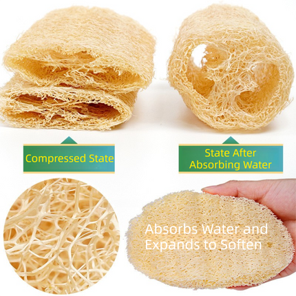 4-Pack Natural Loofah Sponge Scrubber (Oval Compressed Slice: 13x8CM) - Eco-Friendly Dual Use for Kitchen & Body.