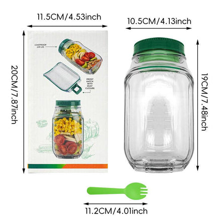 Green Portable All-in-One Side-Opening Salad Container Jar with Fork(10.5x19CM) - Plastic Layered Meal Storage Cup for Kitchen & On-the-Go.
