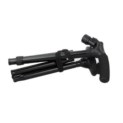 Folding LED Walking Cane with Dual Handle - Adjustable(88-98CM), Anti-Slip 4-Prong Base, and Stand-Up Function for Seniors.