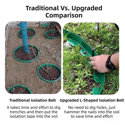 Black L-Shape PE Landscape Edging Roll Kit (5CM Height x 10M Long) - Anti-Root Lawn & Garden Divider with 30 Ground Stakes.