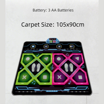 Kids Dual Player Interactive Electronic Dance Mat - Extra Large 105x90cm Anti-Slip Music Game Pad with Two Modes & Three Ways, No TV Required.