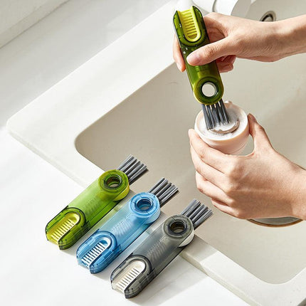 2-Packs 3-in-1 Green Portable & Compact U-Shape Deeply-Cleaning Brush - Multi-Functional Gap Scrubber for Lids, Mugs, and Baby Bottles.