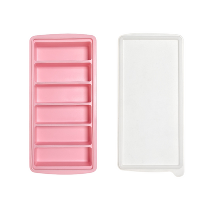 2-Packs Pink 6-Grid Extra Long Silicone Ice Cube Tray - Easy Release Reusable Food Grade Mold for Whiskey, Cocktails & Commercial Use.