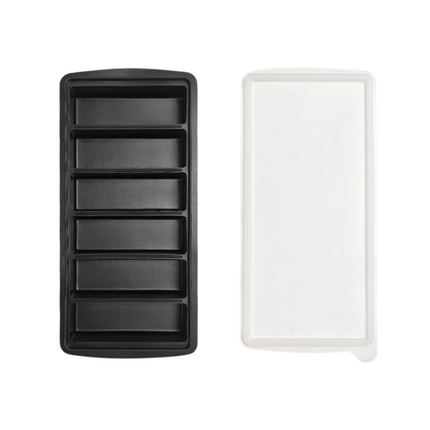 2-Packs Black 6-Grid Extra Long Silicone Ice Cube Tray - Easy Release Reusable Food Grade Mold for Whiskey, Cocktails & Commercial Use.