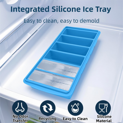 2-Packs Black 6-Grid Extra Long Silicone Ice Cube Tray - Easy Release Reusable Food Grade Mold for Whiskey, Cocktails & Commercial Use.