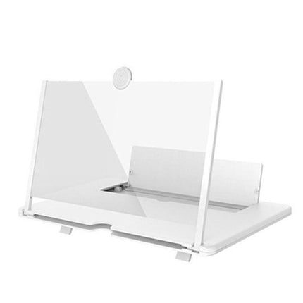 White 14-Inch Ultra-Clear Portable Retractable HD Mobile Phone Screen Magnifier - Eye Protection Fresnel Lens Projector, with Built-in Phone Holder & Adjustable Base.