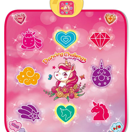 2-Pack Kids Multifunctional Electronic Dance Mat(100x87CM) - Unicorn & Purple Ornament Theme Play Mat with Sound Recognition for Early Education and Physical Exercise.
