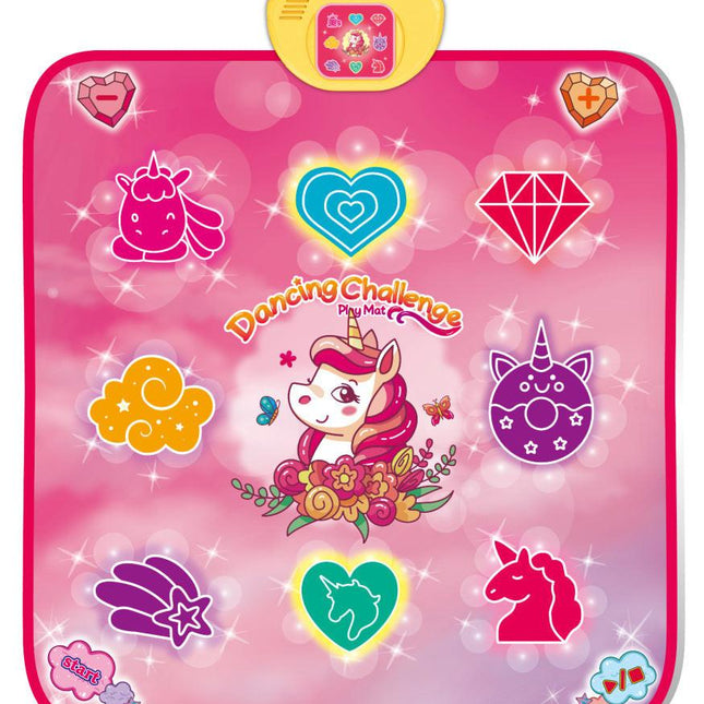 2-Pack Kids Multifunctional Electronic Dance Mat(100x87CM) - Unicorn & Purple Ornament Theme Play Mat with Sound Recognition for Early Education and Physical Exercise.