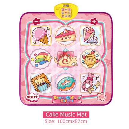 2-Pack Kids Multifunctional Electronic Dance Mat(100x87CM) - Dessert & Pink Ornament Theme Play Mat with Sound Recognition for Early Education and Physical Exercise.