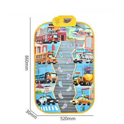 2-Pack Kids Multifunctional Electronic Dance Mat(52x86CM) - Dinosaur & Transport Theme Play Mat with Sound Recognition for Early Education and Physical Exercise.